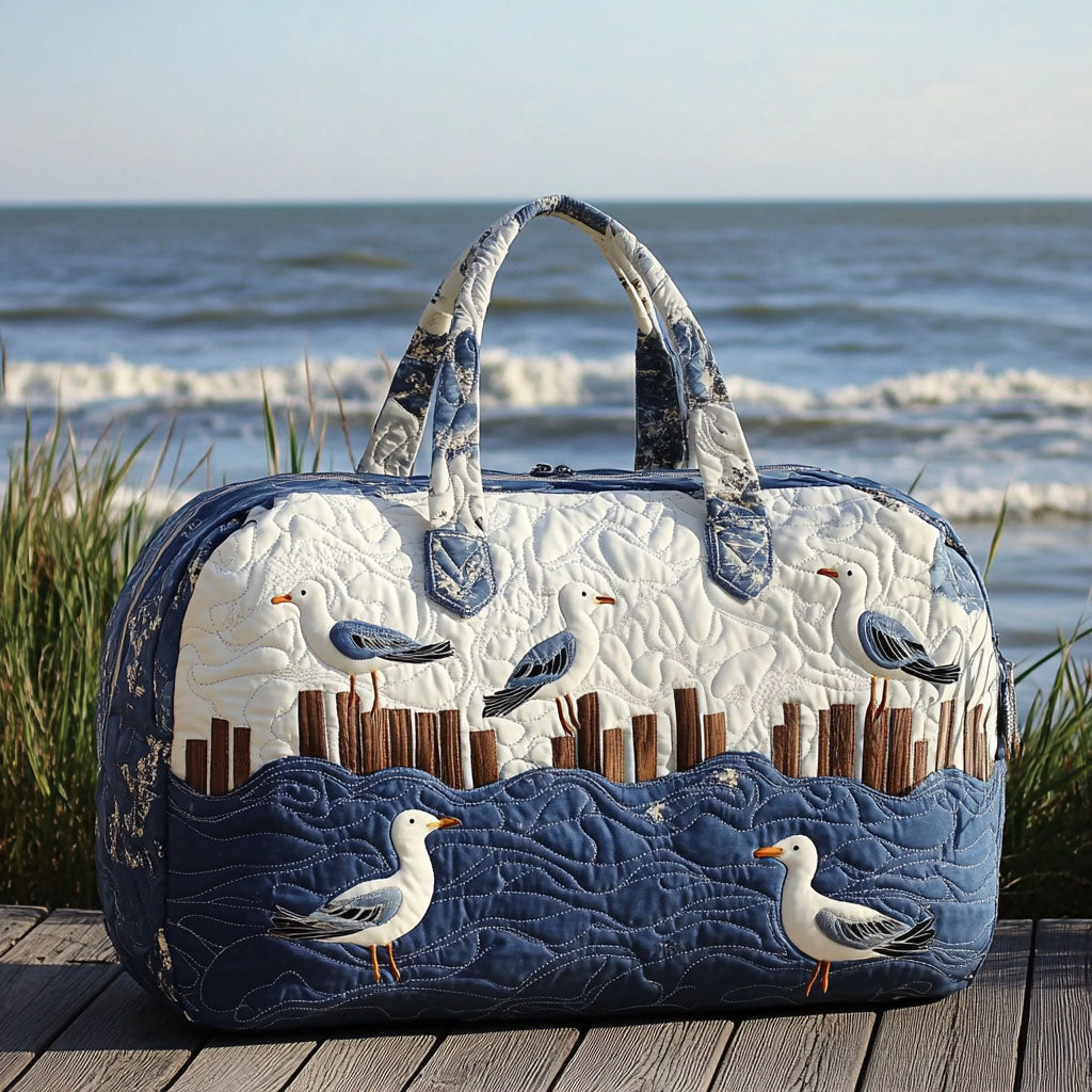 Gull Spirit Quilted Duffle Bag Best Garment Travel Bag Ocean Lighthouse Gift Ideas