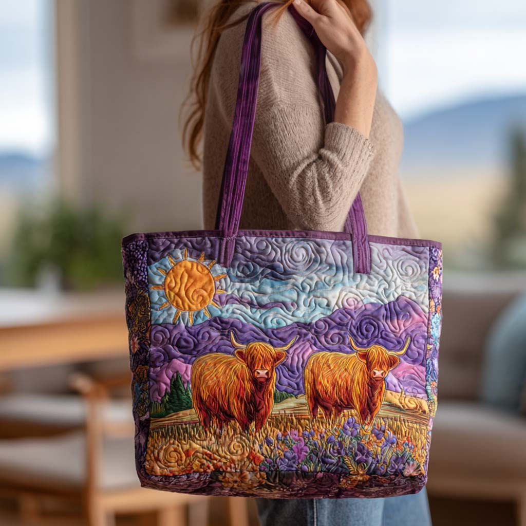 Hairy Mood Quilted Tote Bag Most Popular Tote Bags Highland Cow Gifts For Her