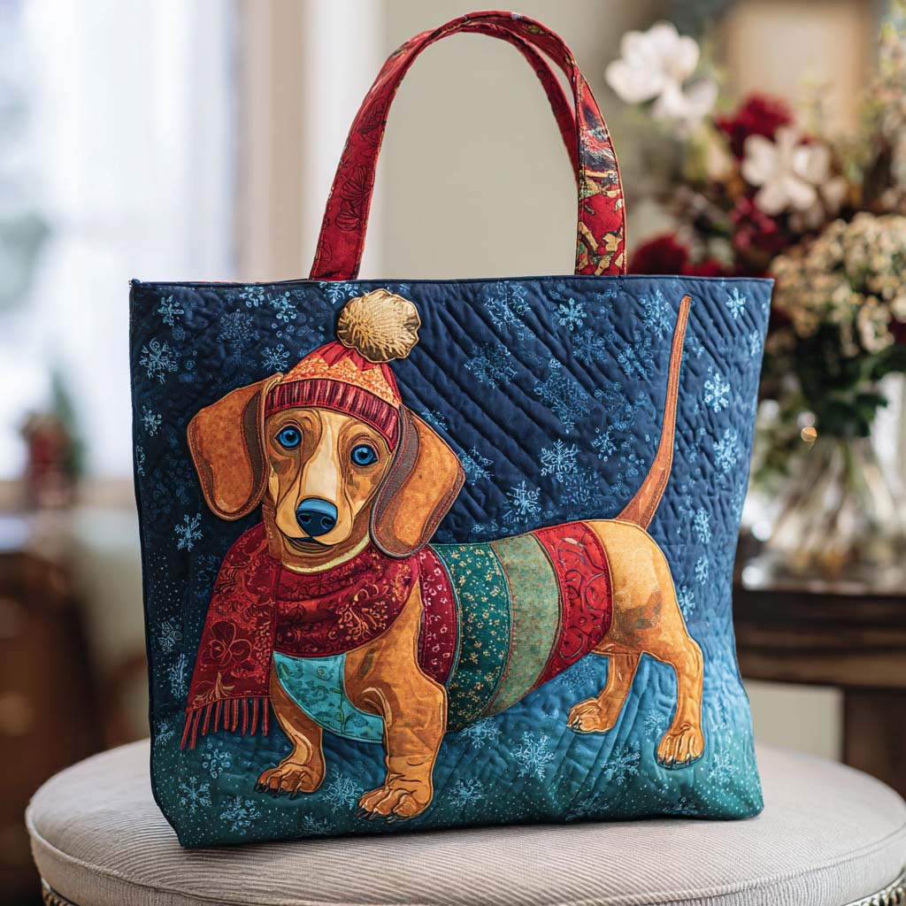 Happy Ears Quilted Tote Bag Large Tote Bag Dachshund Owner Gifts