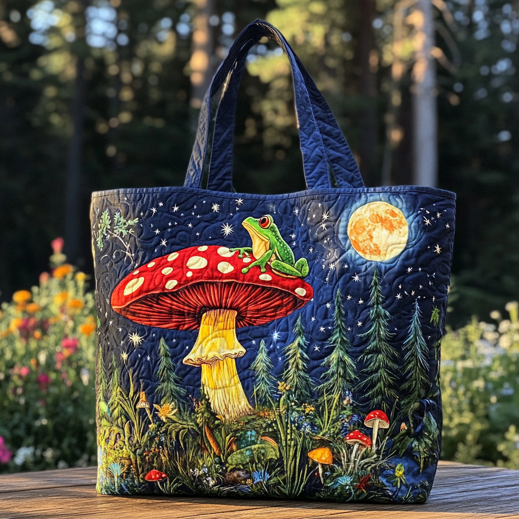 Happy Frog Quilted Tote Bag Trendy Tote Frog Related Gifts