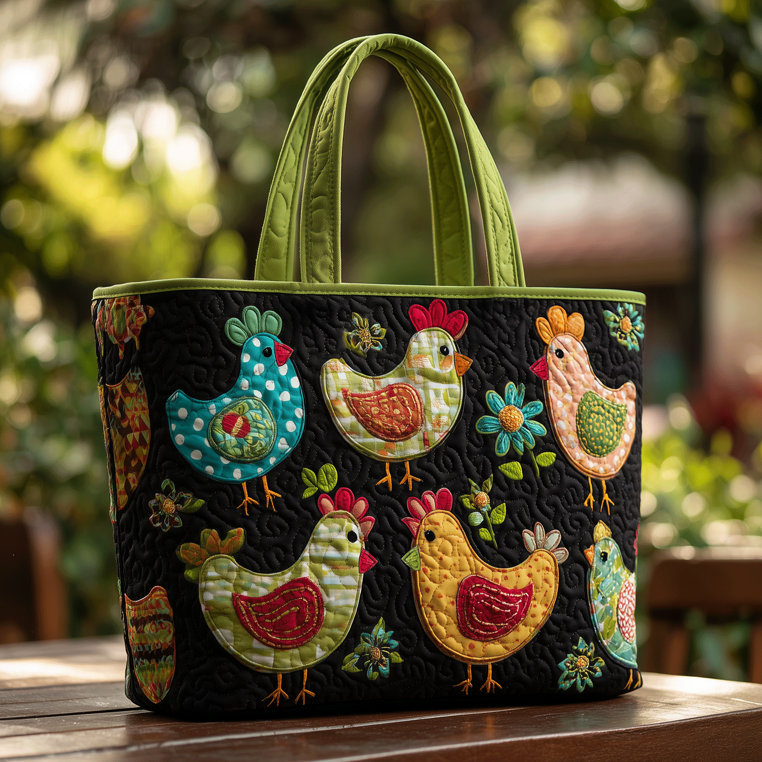 Happy Hens Quilted Tote Bag Work Totes For Women Chicken Novelty Gifts