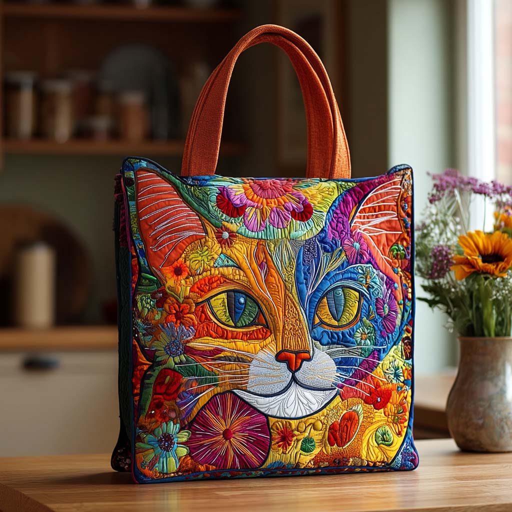 Happy Meows Quilted Tote Bag Best Shoulder Handbags Cat Gift Shops