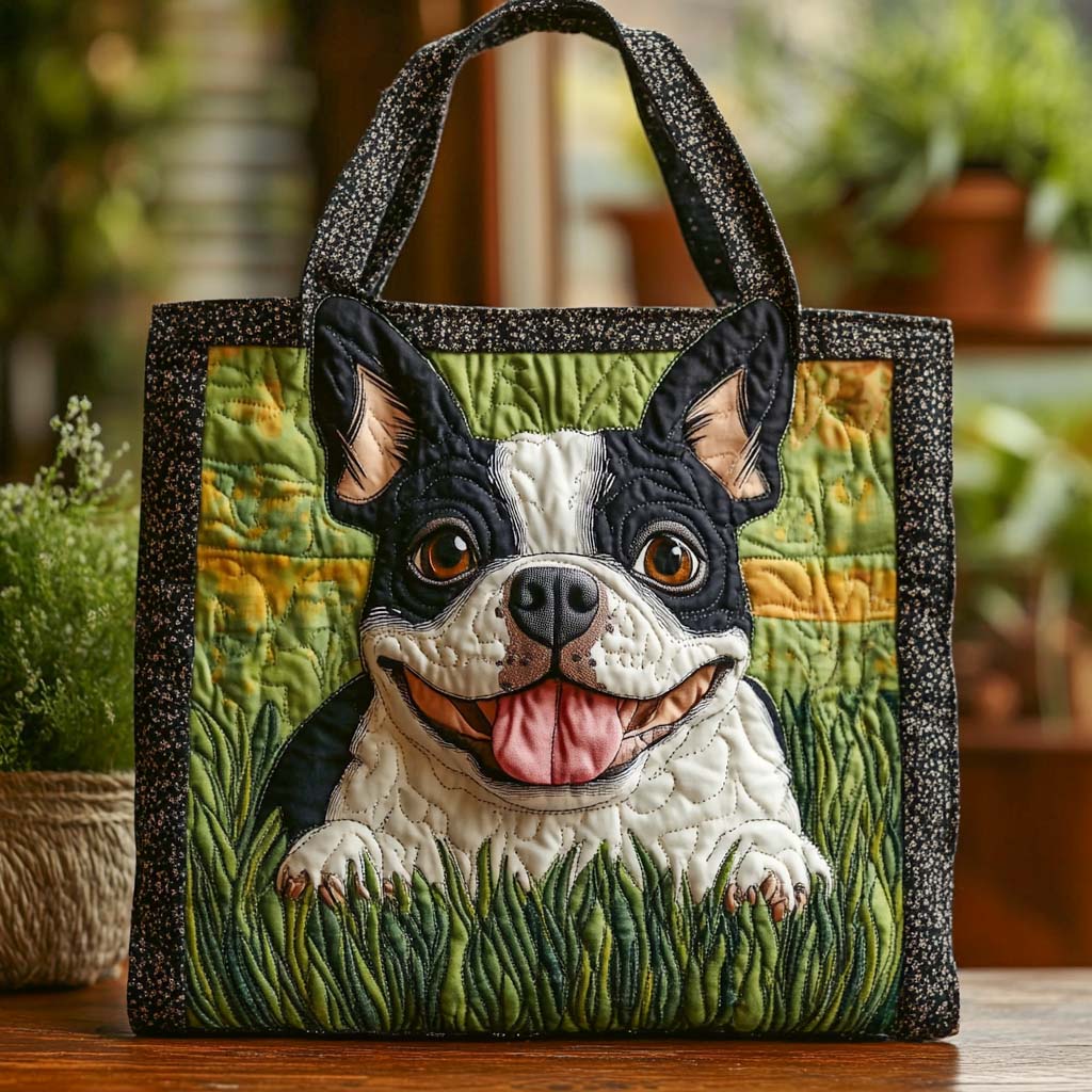 Happy Peek Quilted Tote Bag Best Everyday Tote Perfect Gift For Dog Lovers