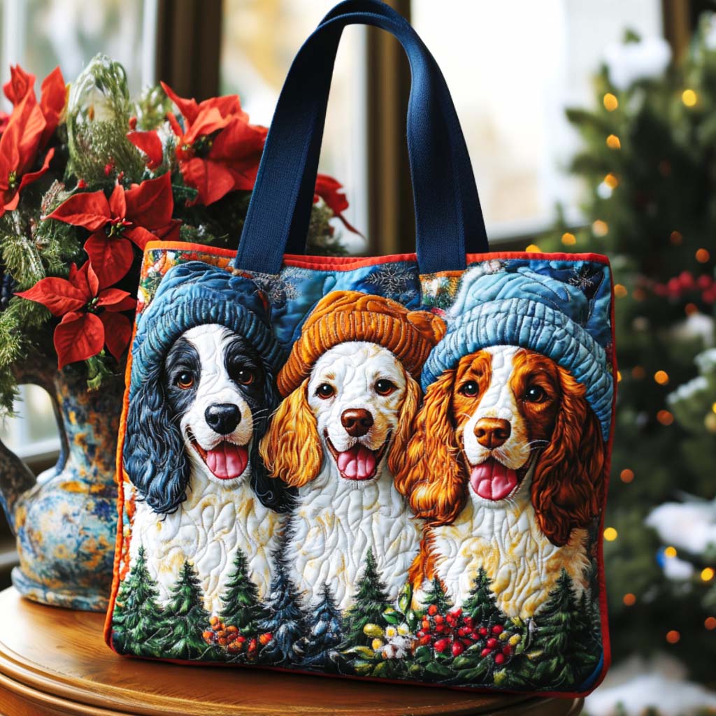 Happy Spaniels Quilted Tote Bag Great Tote Bags Cool Gifts For Pet Lovers
