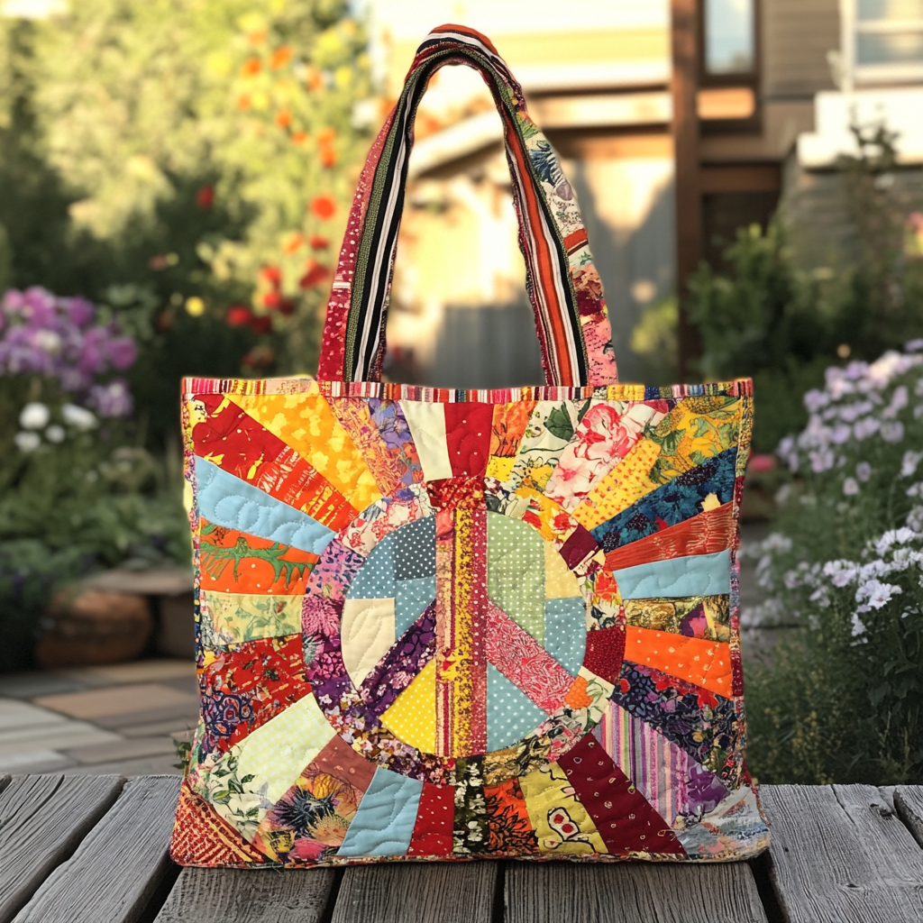 Harmony Patch Quilted Tote Bag Best Mom Tote Bag Best Gifts For Hippies