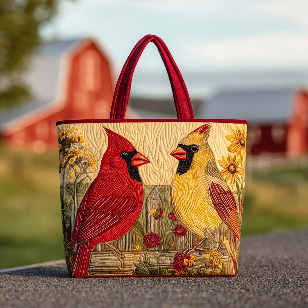 Harvest Cardinal Quilted Tote Bag Shoulder Bag Vintage Cardinal Gifts For Men