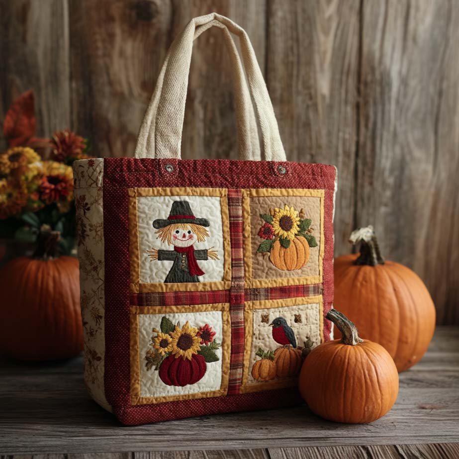 Harvest Friend Quilted Tote Bag Women's Shoulder Handbags Cozy Fall Gift Ideas