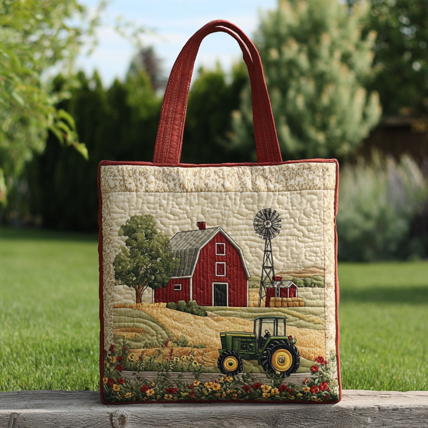 Harvest Panorama Quilted Tote Bag Perfect Tote Bag Father'sDay Present Ideas
