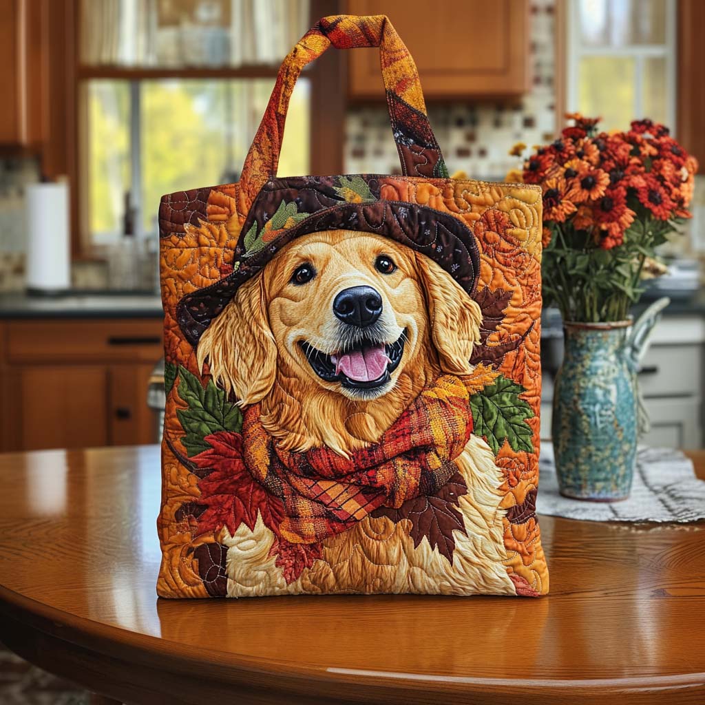 Harvest Pup Joy Quilted Tote Bag Best Ladies Tote Bags Best Gifts For Golden Retriever Owners