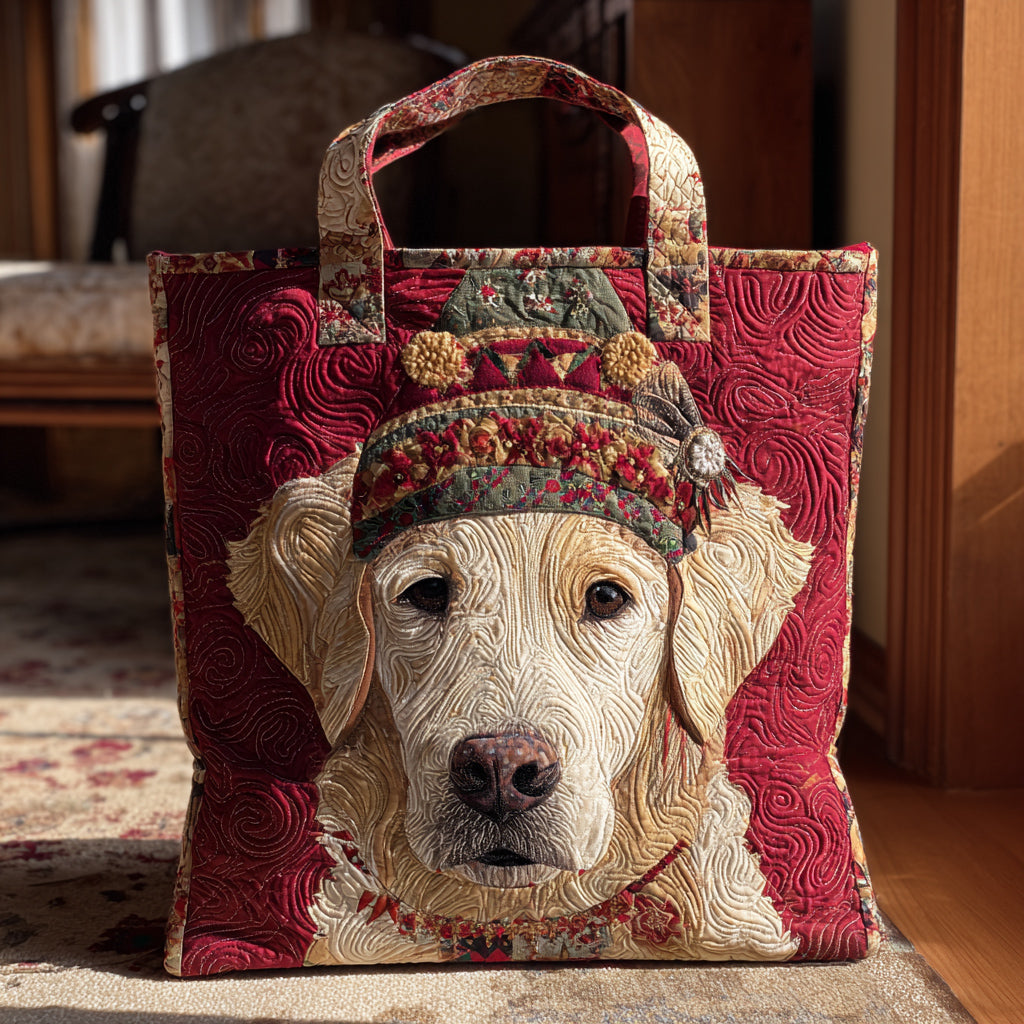 Hat Golden Retriever Quilted Tote Bag Womens Tote Bag Golden Retriever Themed Gifts