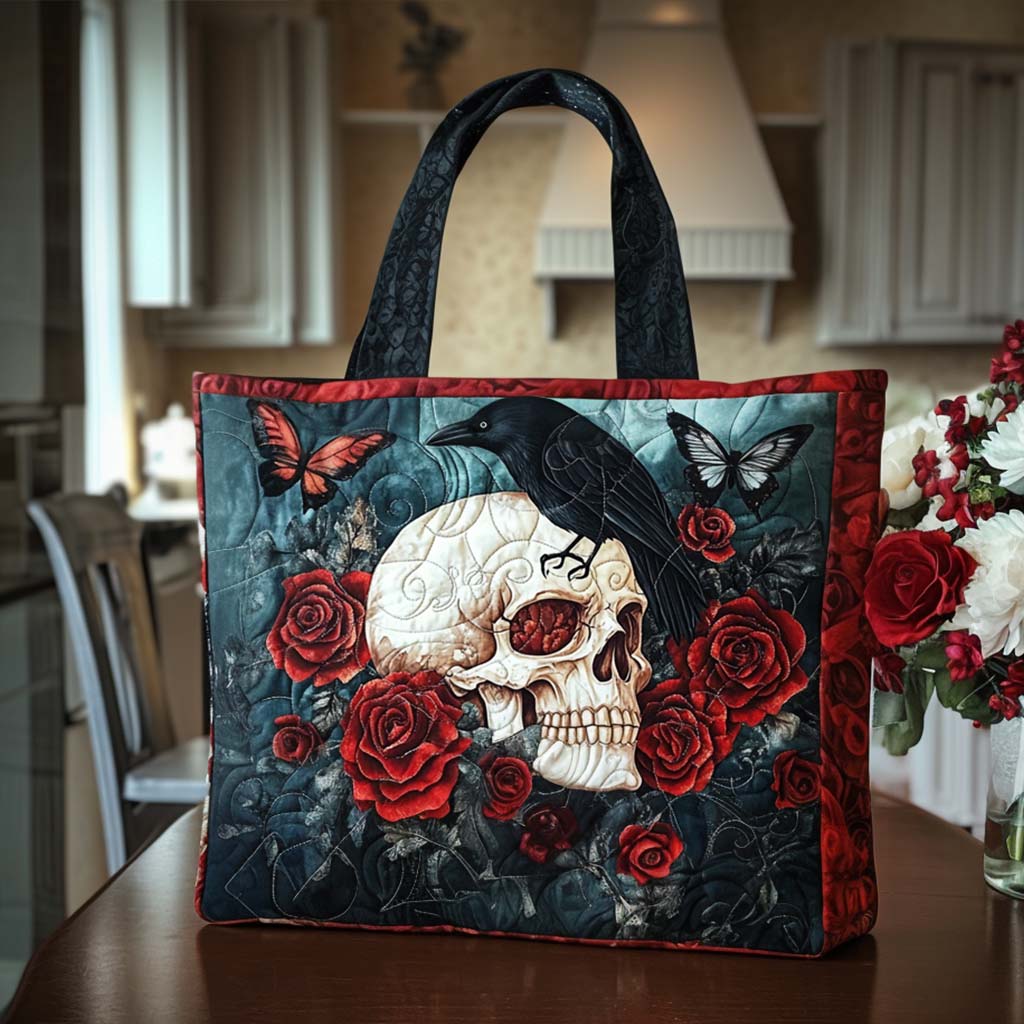 Haunted Beauty Quilted Tote Bag Best Shoulder Bags For Everyday Skull Related Gifts