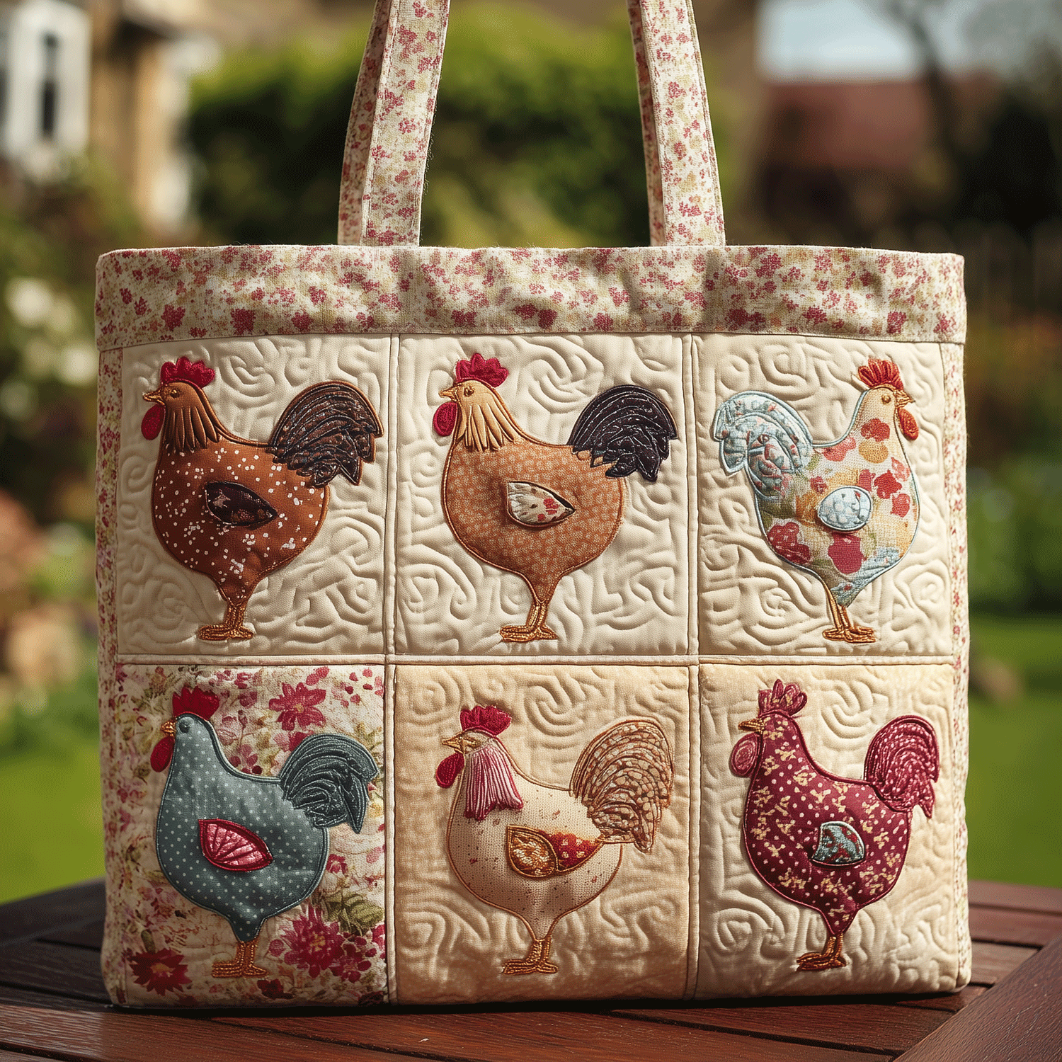 Hen House Chic Quilted Tote Bag Handbags Presents For Chicken Lovers