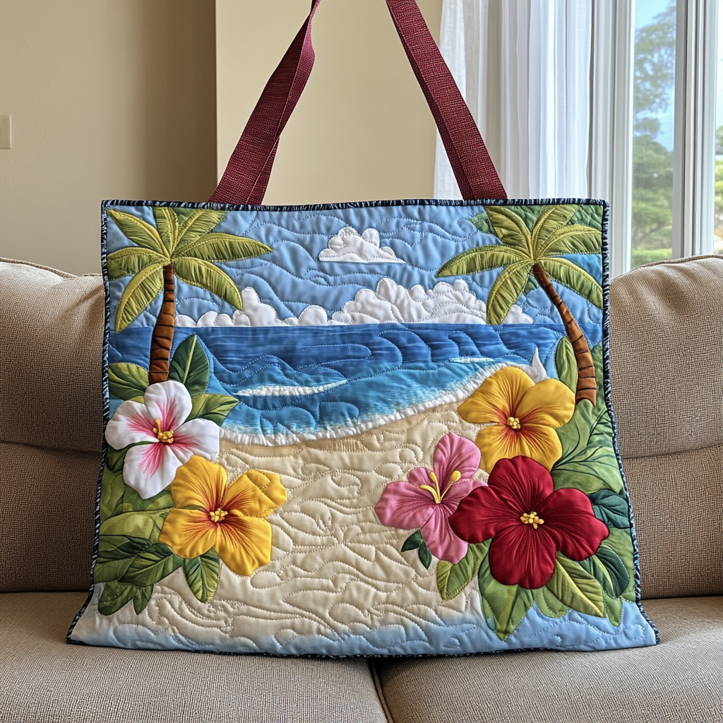 Hibiscus Coast Quilted Tote Bag Womens Shoulder Bags Cool Beach Gifts