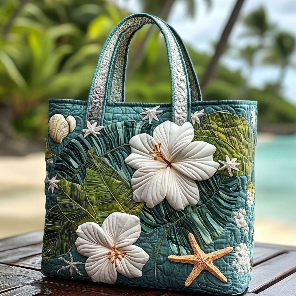 Hibiscus Kiss Quilted Tote Bag The Perfect Tote Bag Gift For Your Mother