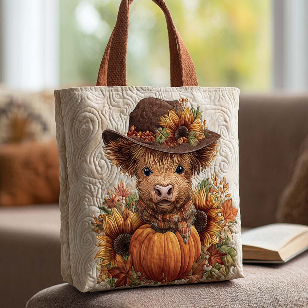 Highland Heart Quilted Tote Bag Best Mom Tote Bag Highland Cow Presents