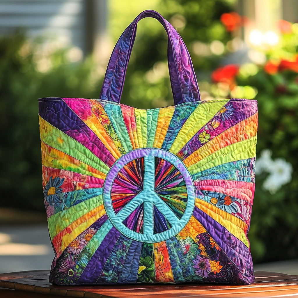 Hippie Bloom Quilted Tote Bag High Quality Totes Gifts For Hippie Sister