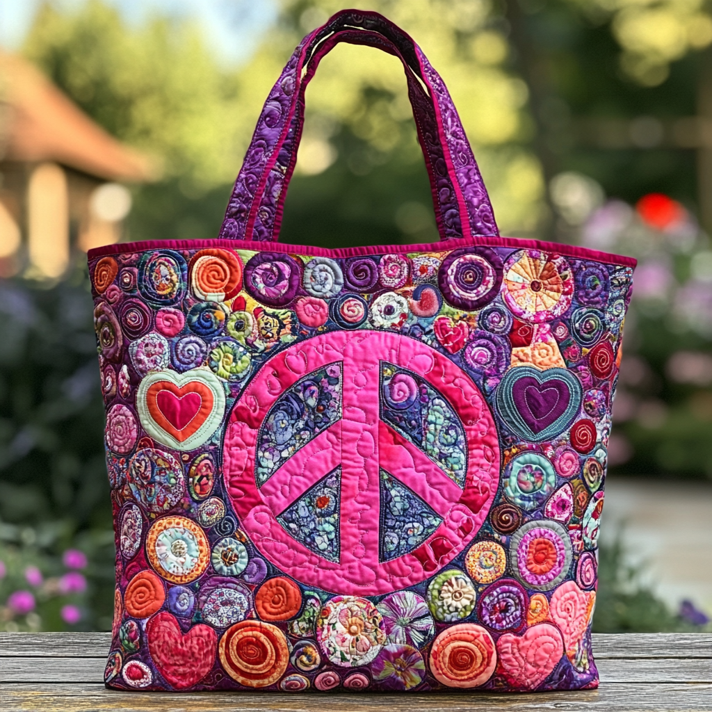 Hippie Garden Quilted Tote Bag Best Quality Tote Bags Gifts For The Hippie In Your Life