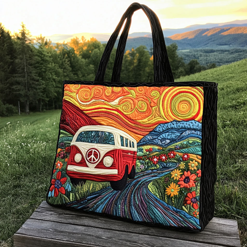 Hippie Hauler Quilted Tote Bag Best Everyday Shoulder Bag Birthday Gift For Hippie Friend