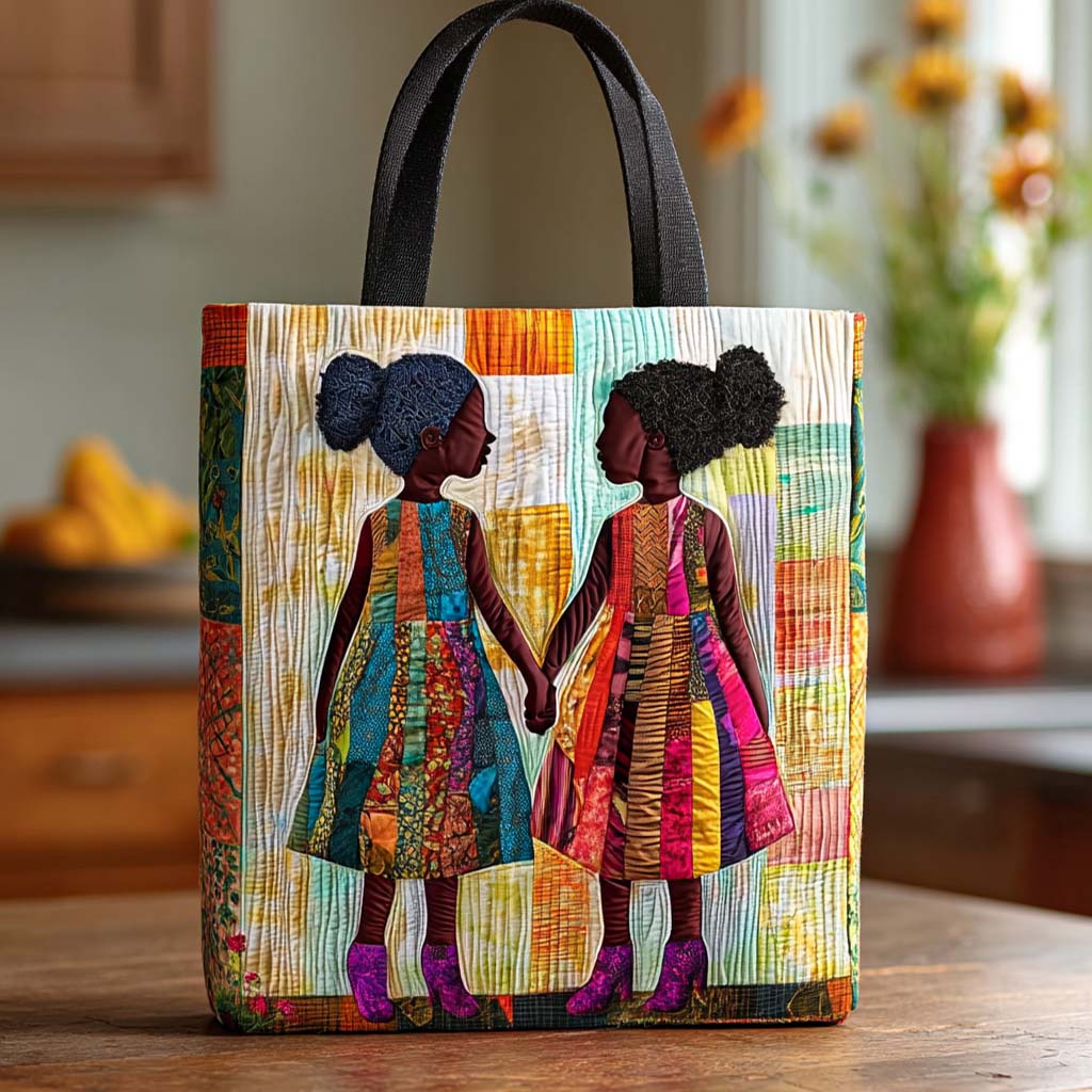 Holding Hands Quilted Tote Bag The Best Tote Bag Gifts For Black History Month - Image 3