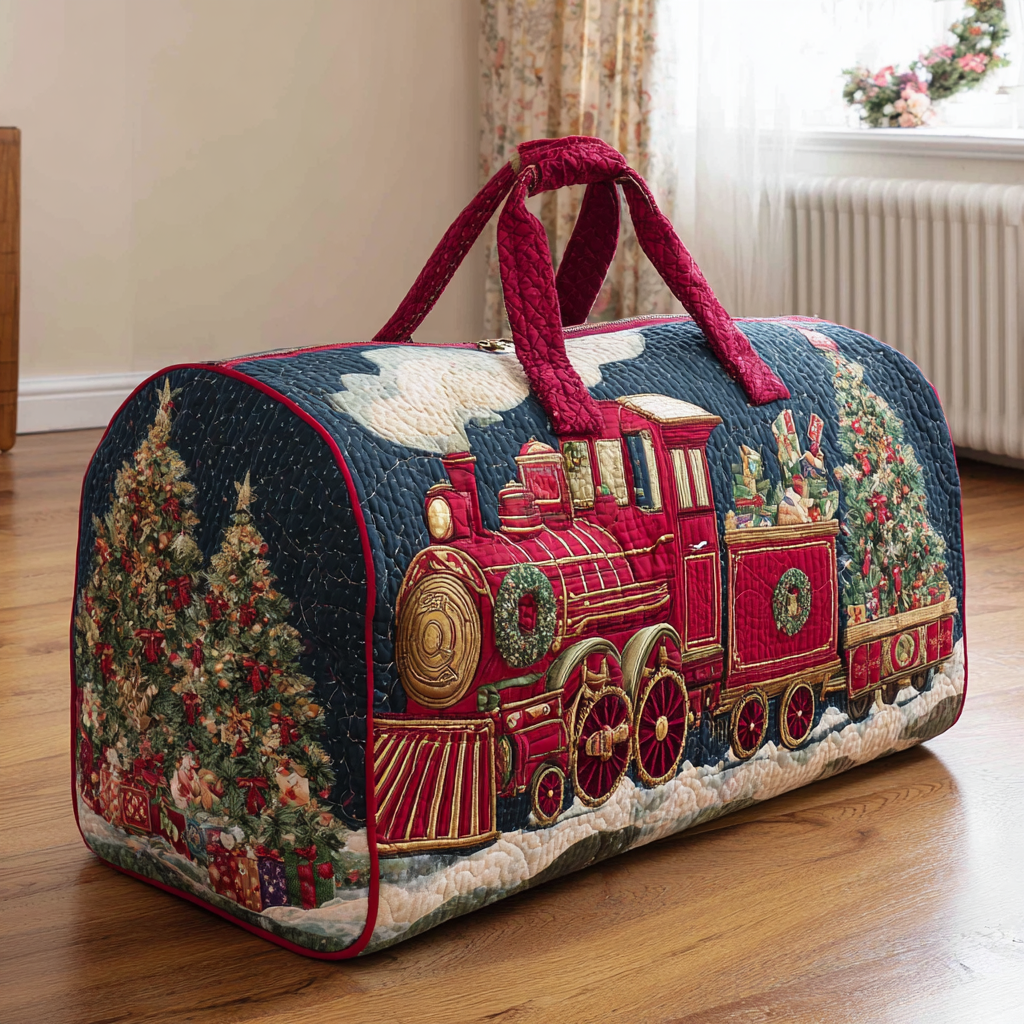 Holiday Train Quilted Duffle Bag Duffel Gym Bag Secret Santa Gifts