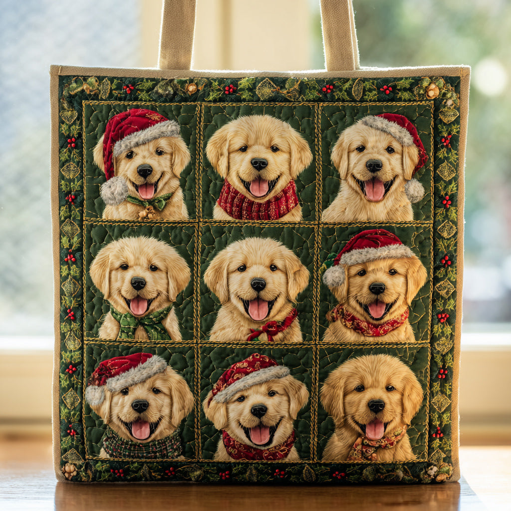 Holly Golden Retriever Quilted Tote Bag Trendy Tote Golden Retriever Gifts For Owners