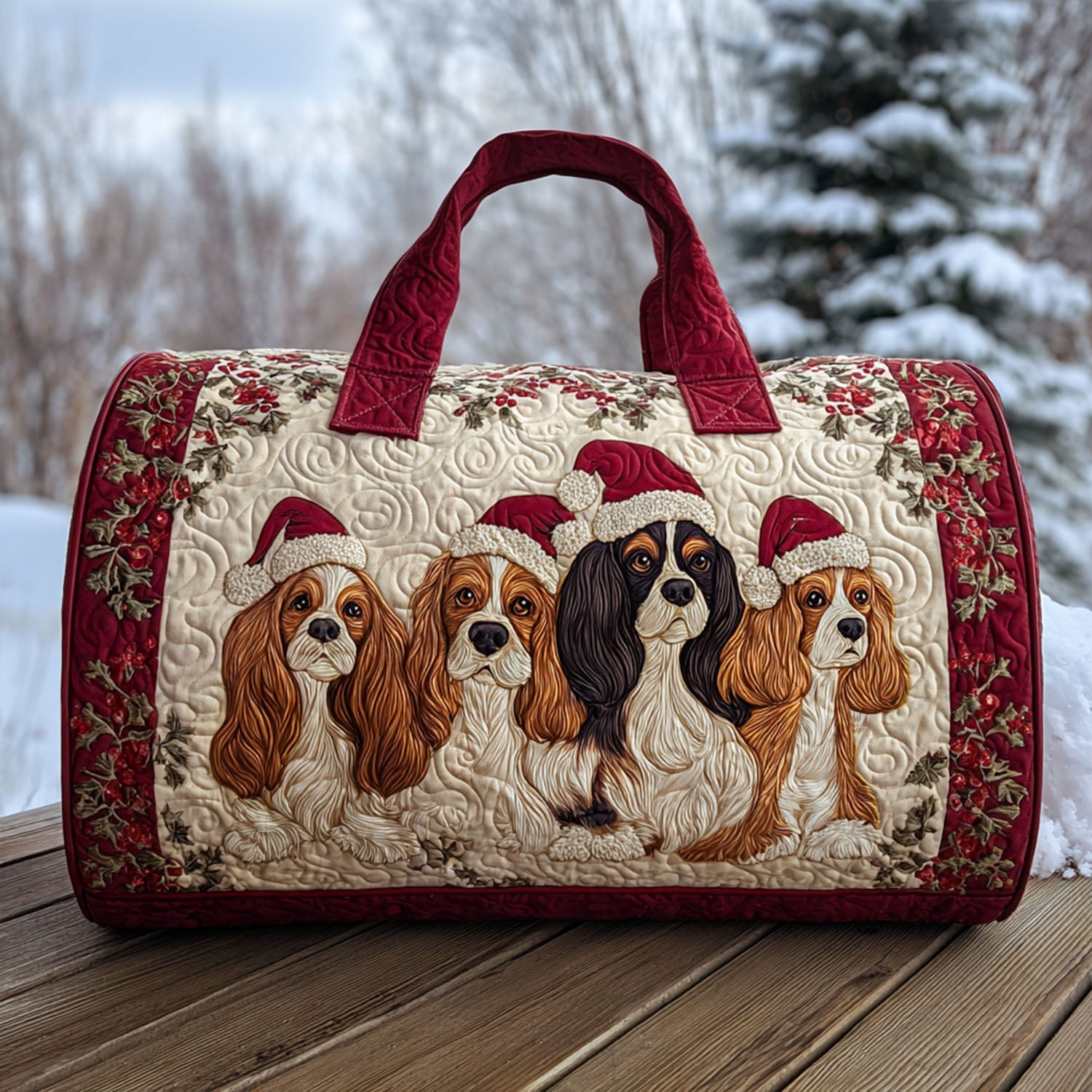 Holly Spaniel Quilted Duffle Bag Large Travel Duffel Bag Womens Great Gift For Dog Owners