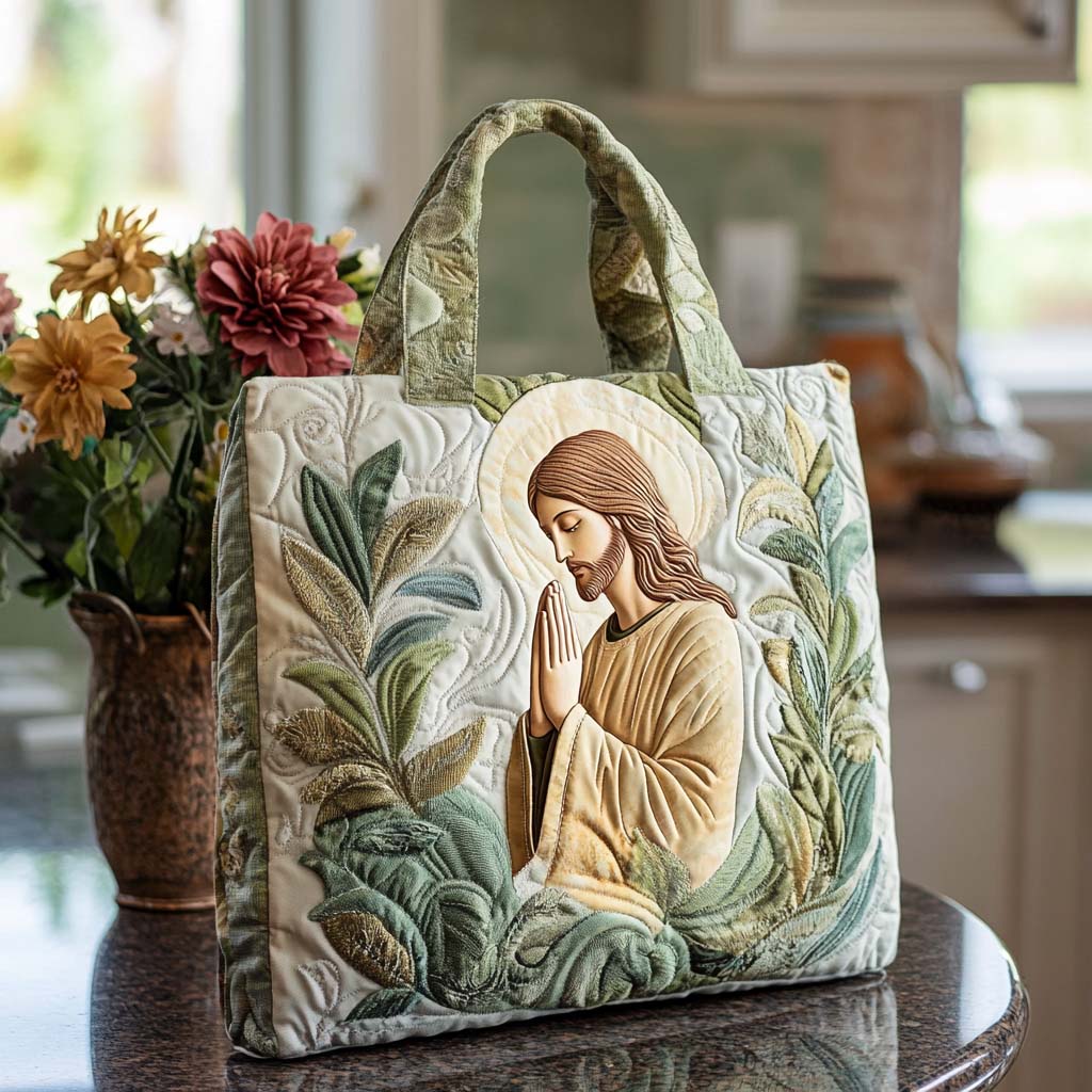 Holy Cross Path Quilted Tote Bag Best Luxury Tote Unique Christian Gifts