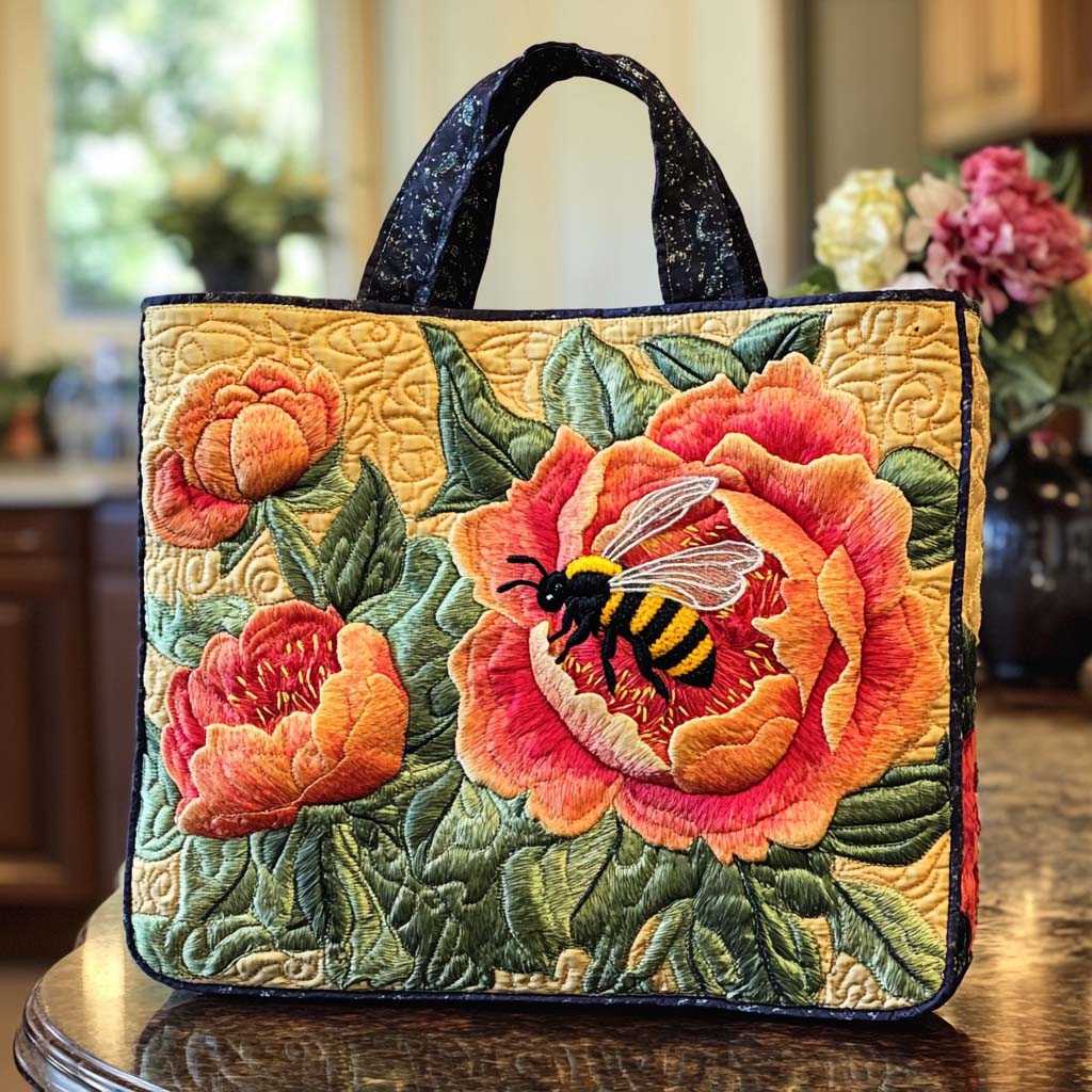 Honey Bloom Quilted Tote Bag Best Tote Bags For Women Awesome Bee Gifts