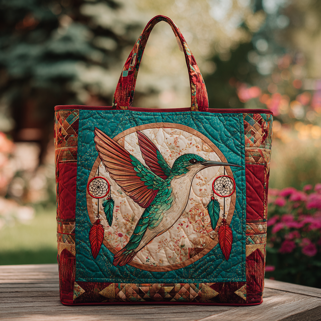Hummingbird Dawn Quilted Tote Bag Popular Womens Tote Bags Great Hummingbird Themed Gifts
