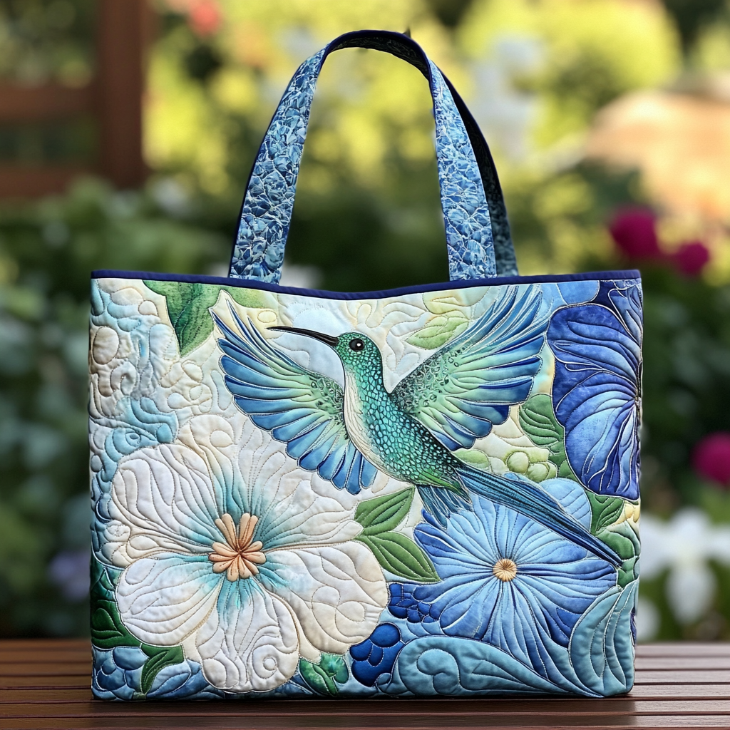 Hummingbird Dream Quilted Tote Bag Quilted Shoulder Bag Great Hummingbird Lover Gift Ideas