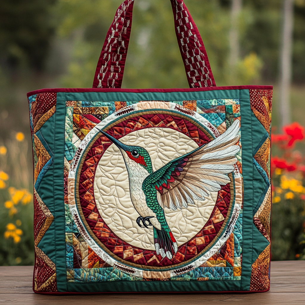 Hummingbird Garden Quilted Tote Bag Popular Designer Totes Best Hummingbird Related Gifts