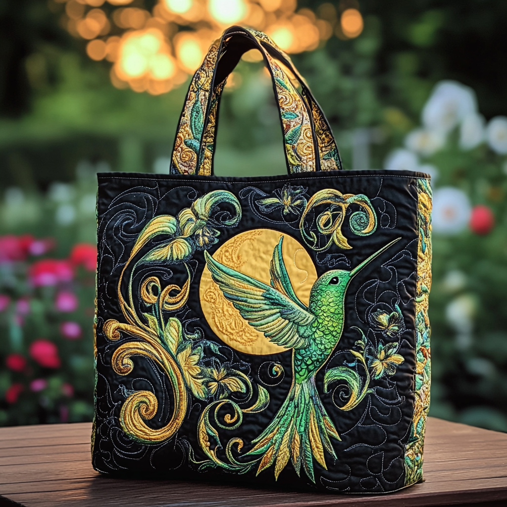 Hummingbird Grace Quilted Tote Bag Best Everyday Shoulder Bag Beautiful Hummingbird Gifts