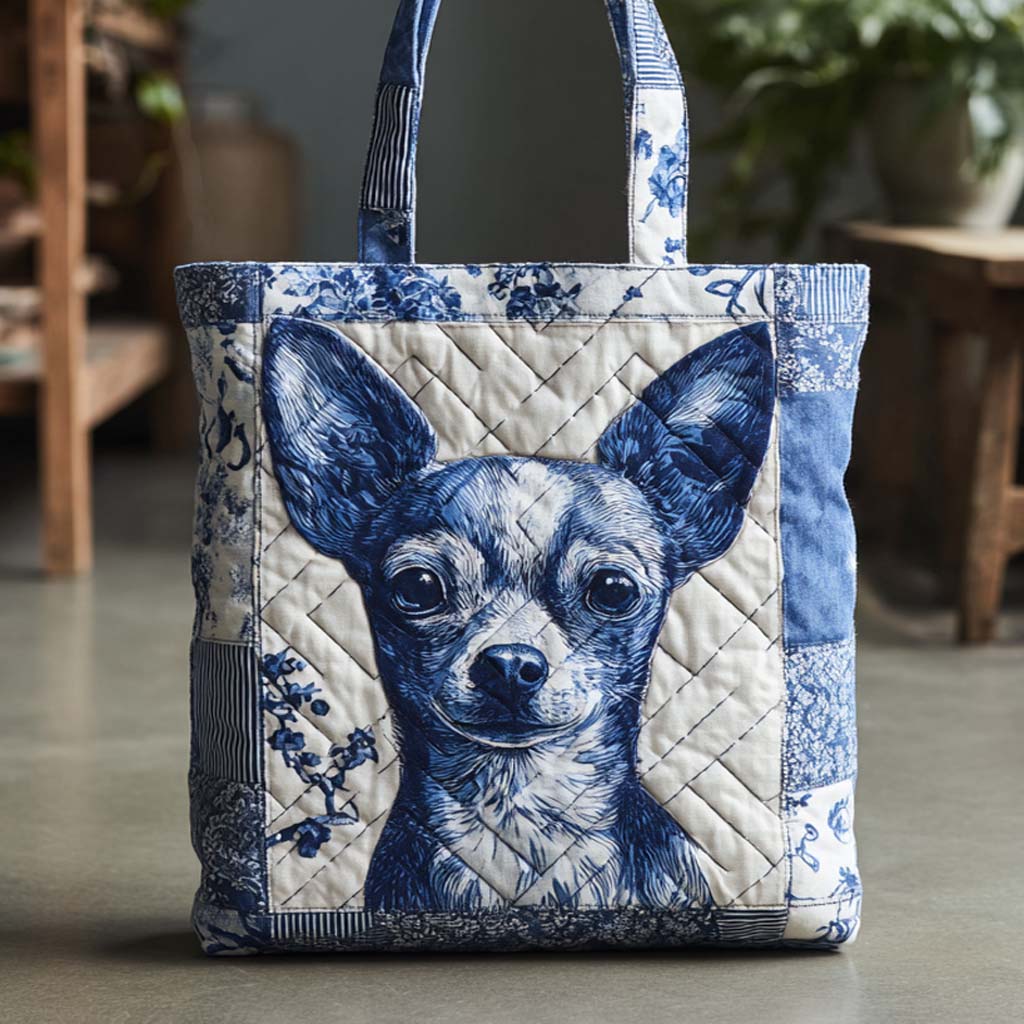 Indigo Chi Charm Quilted Tote Bag Best Shoulder Bags Unique Gifts For Dog Lovers
