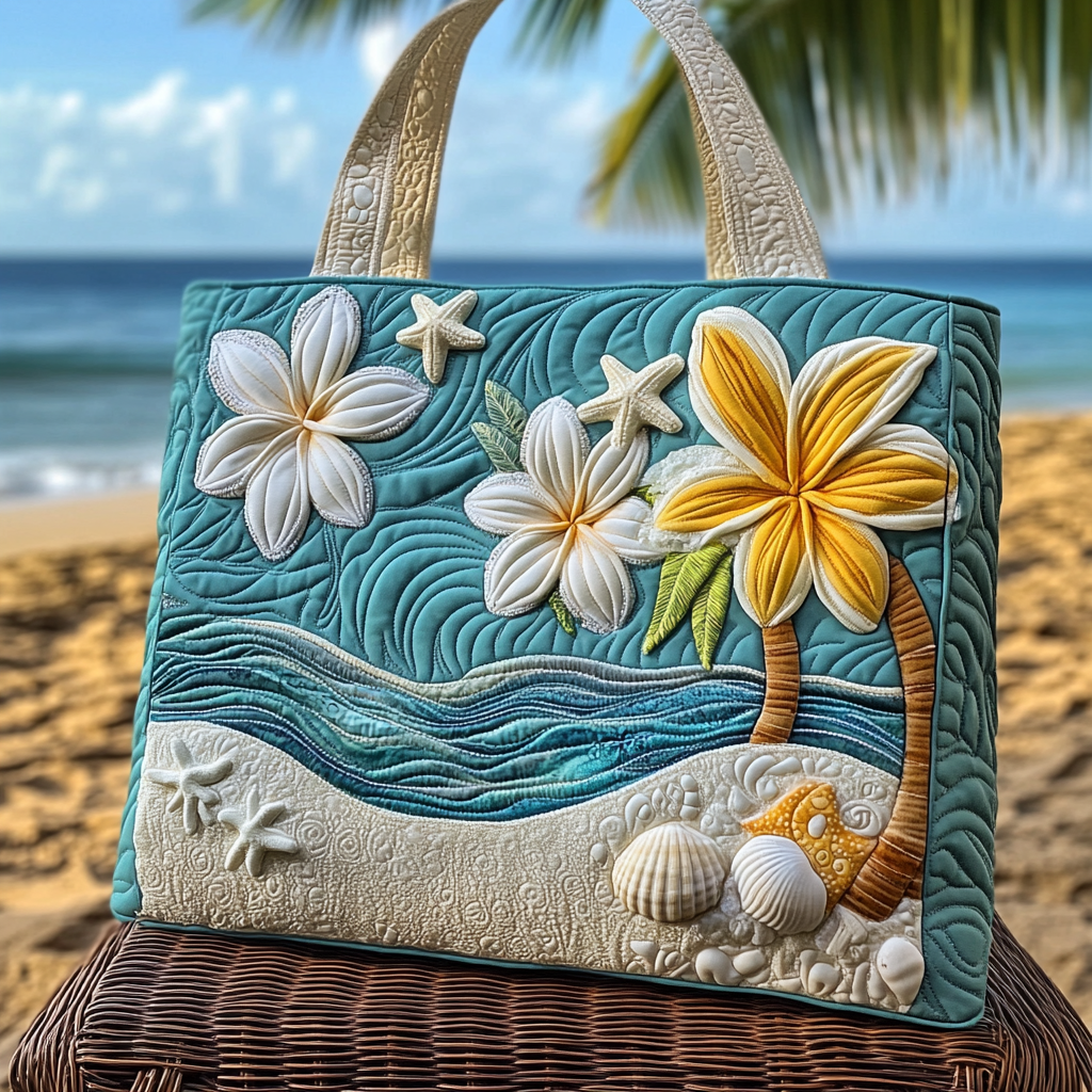 Island Blooms Quilted Tote Bag The Best Tote Ocean Beach Themed Presents