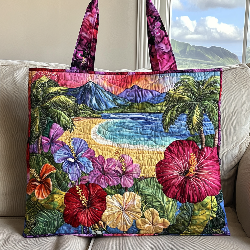 Island Garden Quilted Tote Bag Shoulder Bag Sale Best Gifts For Beach Lovers