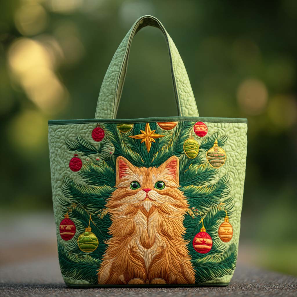 Jolly Cat Quilted Tote Bag Best Shoulder Bag For Women Cool Gifts For Cat Owners