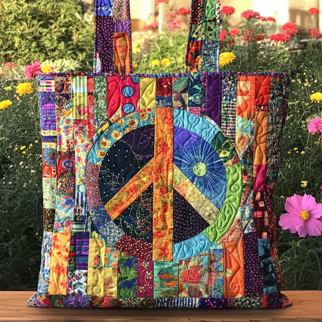 KaleidoPeace Quilted Tote Bag Best Tote Handbags Gifts For Hippie Girlfriend