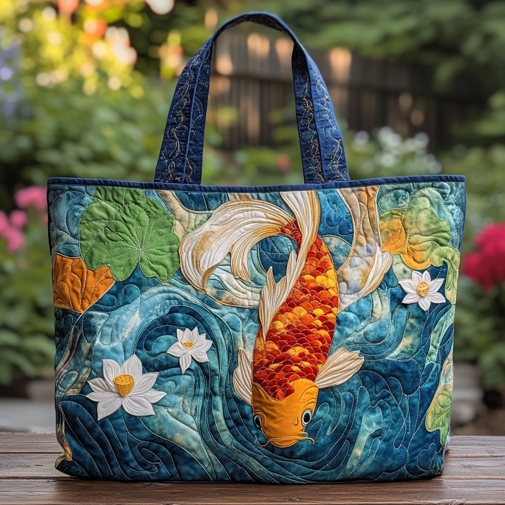 Koi Garden Quilted Tote Bag Best Tote Bags For Women Gifts For Koi Lovers
