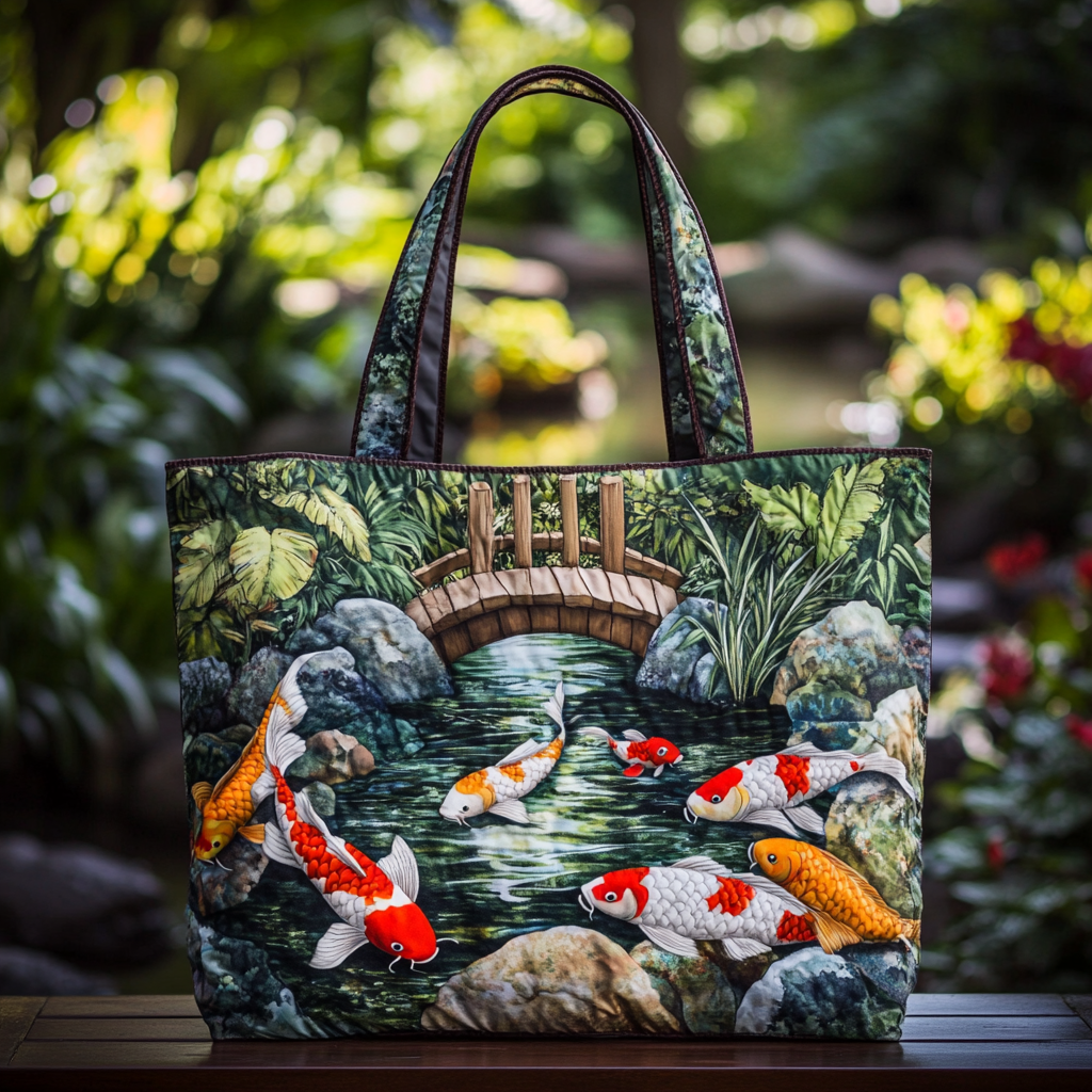 Koi Whisper Quilted Tote Bag Shoulder Bags For Women Koi Fish Presents