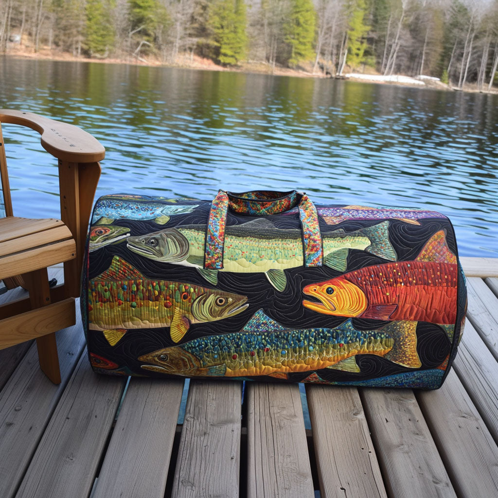 Lake Trout Quilted Duffle Bag Women's Travel Duffel Bags Top 10 Birthday Gifts For Her