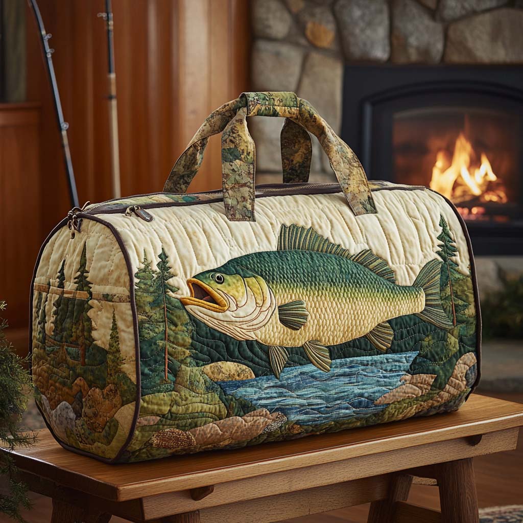 Lakeside Bass Quilted Duffle Bag Duffel Travel Bag Special Gifts For Her
