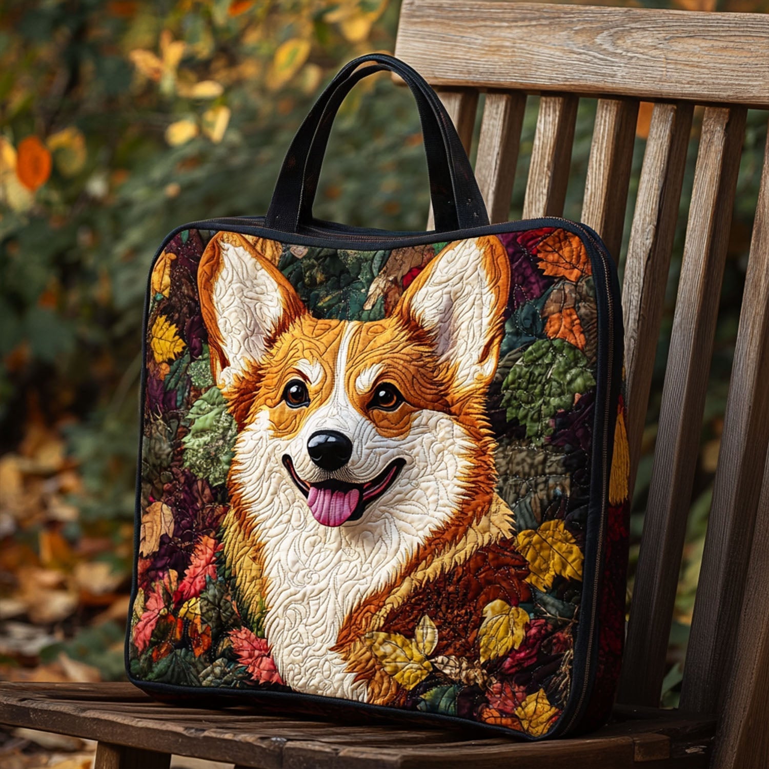 Leafy Pup Joy Quilted Tote Bag Best Totes For Women Corgi Owner Gifts