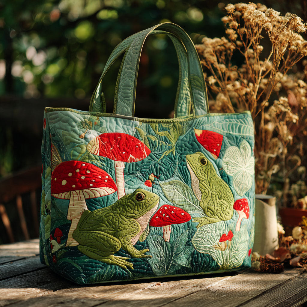 Leap of Joy Quilted Tote Bag Patchwork Tote Bag Cool Frog Gifts