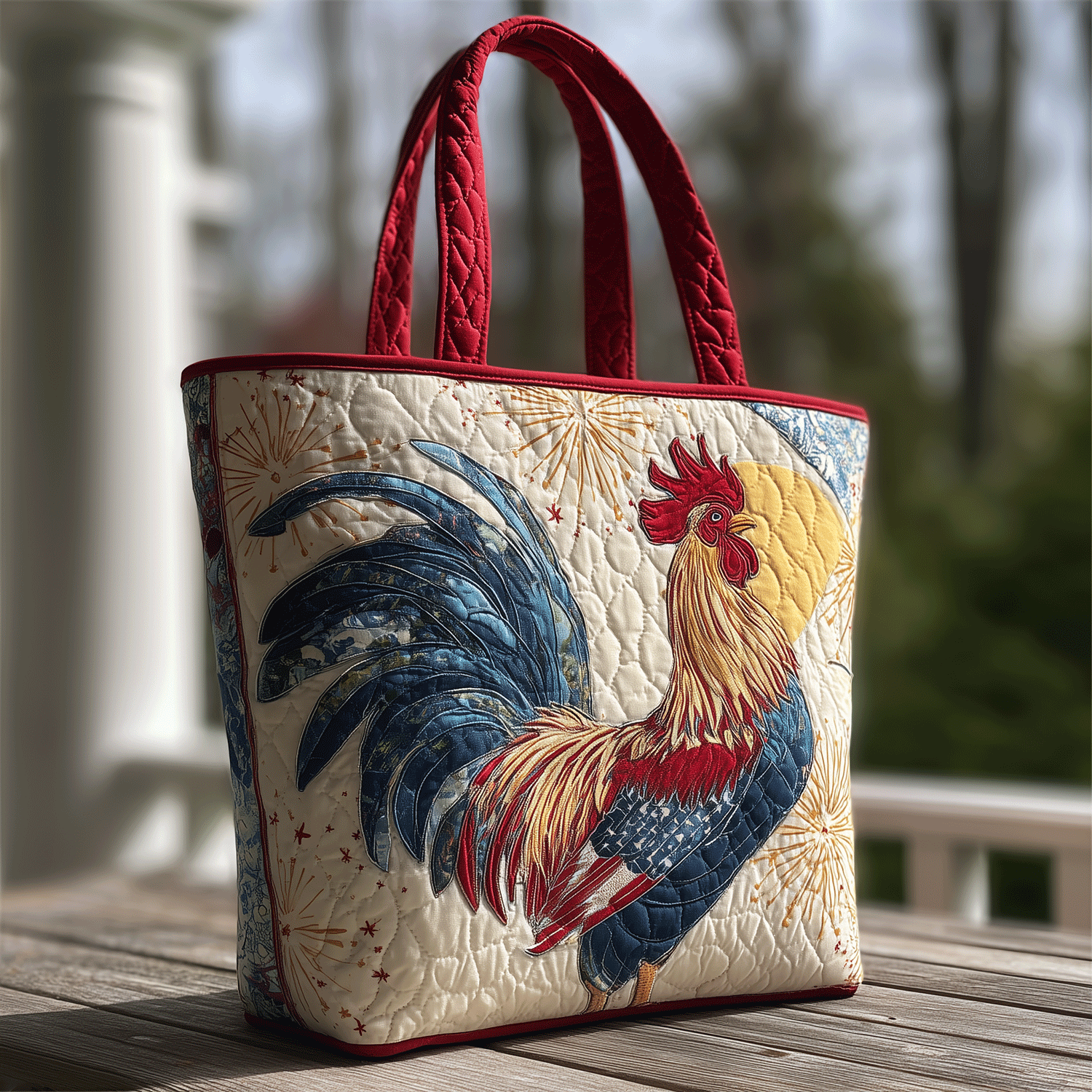 Liberty Rooster Quilted Tote Bag Shoulder Bag Sale Chicken Novelty Gifts