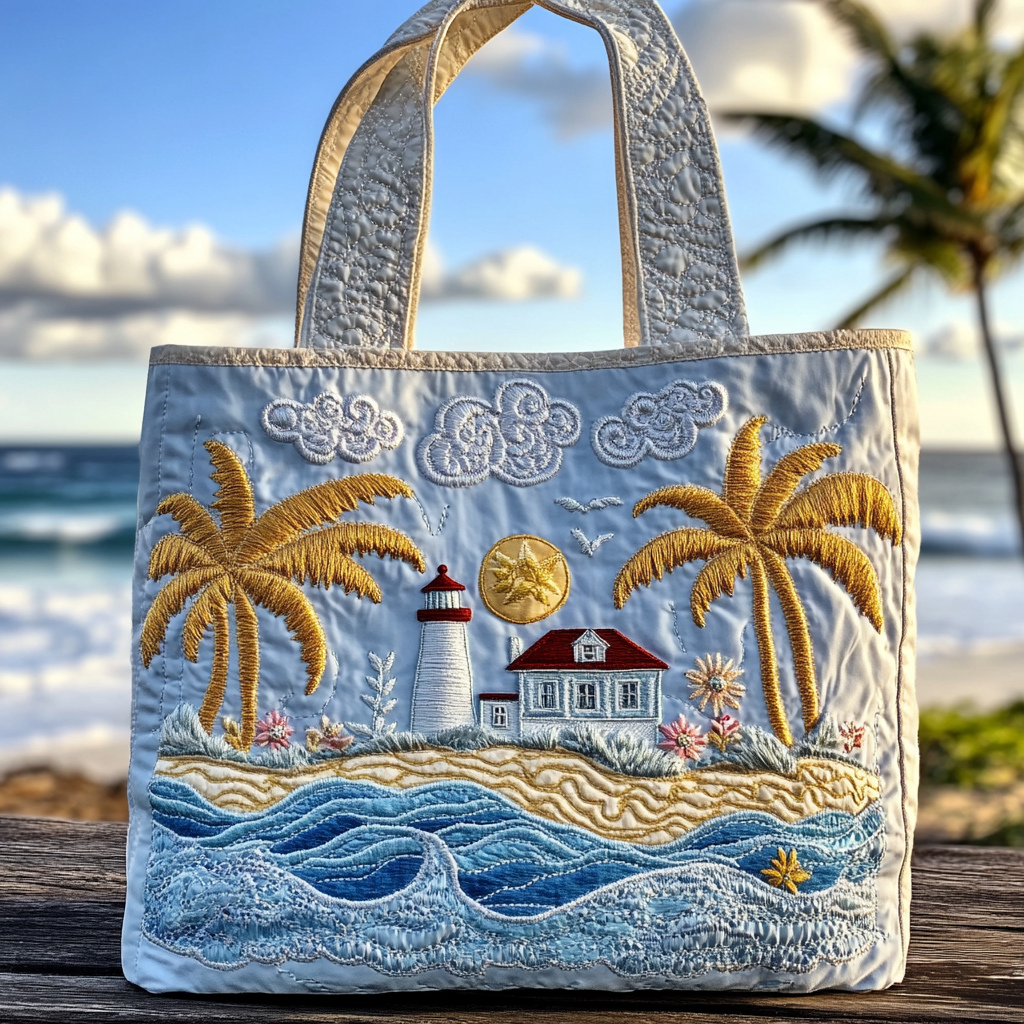 Lighthouse Breeze Quilted Tote Bag Womens Tote Bag Lighthouse Themed Gifts