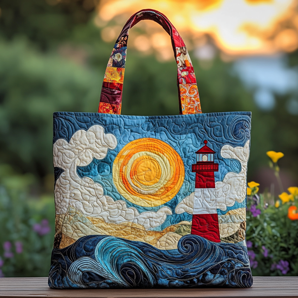 Lighthouse Dream Quilted Tote Bag Shoulder Bag Vintage Best Lighthouse Gift Items