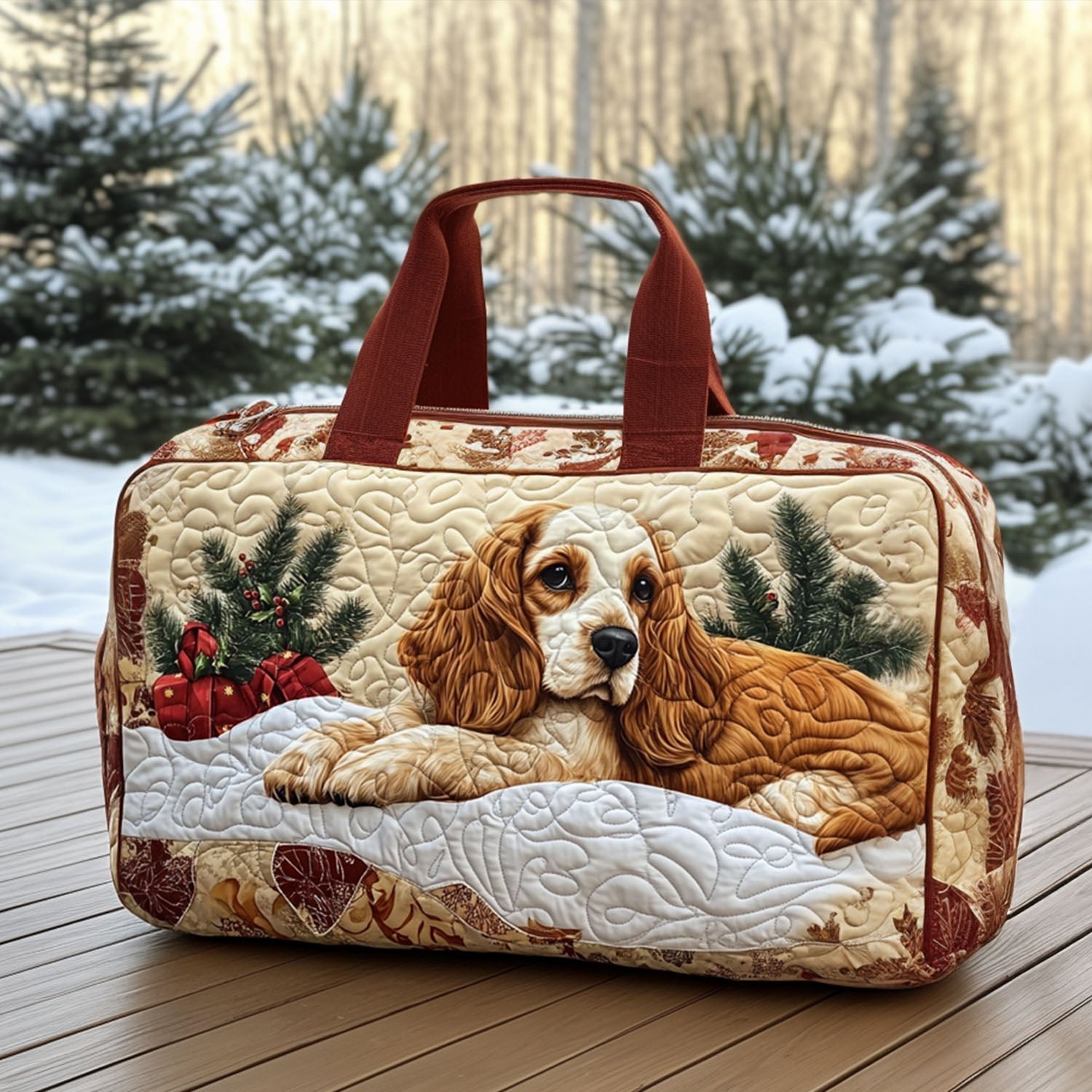Little Spaniel Love Quilted Duffle Bag Womens Large Travel Duffel Bag Gift For Dog Lover