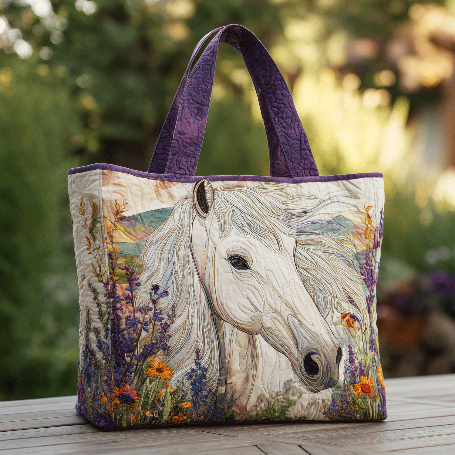 Lone Wild Horse Quilted Tote Bag Famous Tote Bags Gifts For Horse People