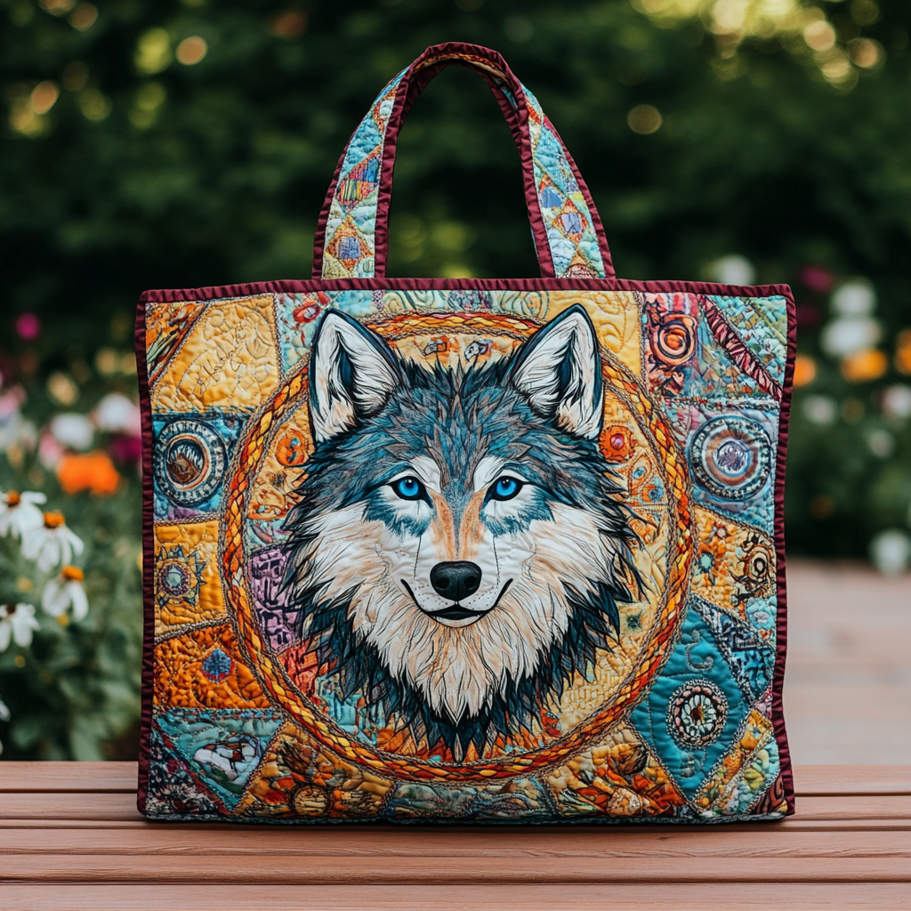 Lone Wolf Quilted Tote Bag Best Tote Bag Meaningful Gifts For Mom