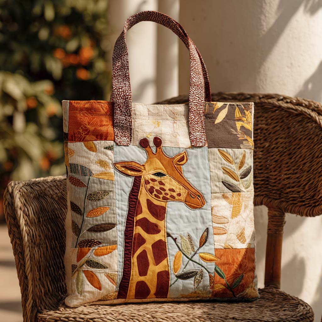 Longneck Love Quilted Tote Bag Shoulder Bag Cute Elephant Gifts For Women